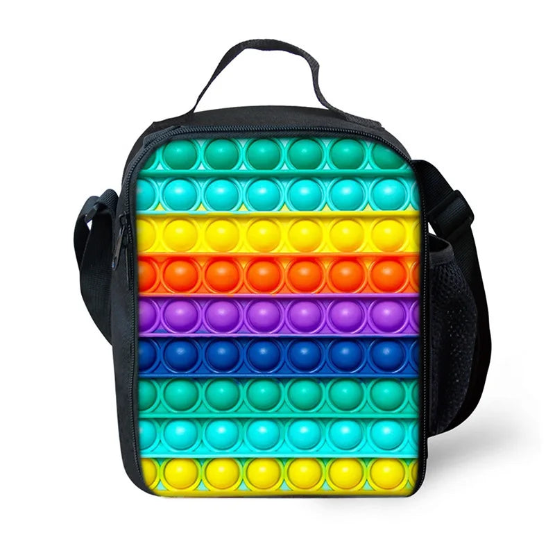 Colorful Push Bubble 3D Printed Picnic Lunch Box Tote Bag