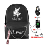 Lil Peep School Backpack Oxford Waterproof USB Travel Bag