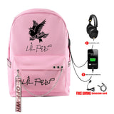 Lil Peep School Backpack Oxford Waterproof USB Travel Bag