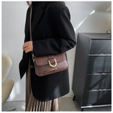 Vintage Square Shoulder Bag Crossbody Armpit Texture Purse