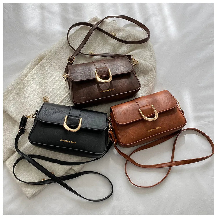Vintage Square Shoulder Bag Crossbody Armpit Texture Purse