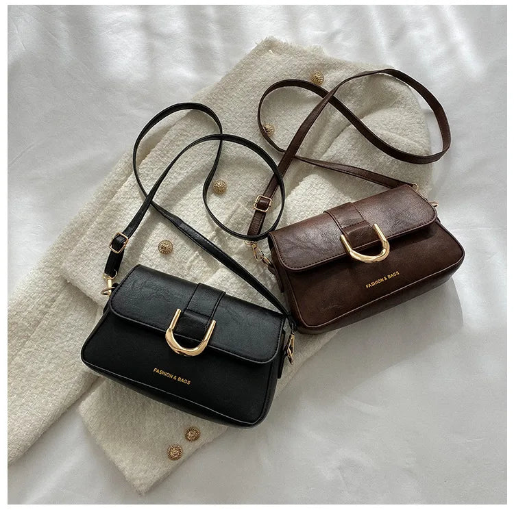 Vintage Square Shoulder Bag Crossbody Armpit Texture Purse