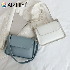 Underarm Bag Women Wide Strap PU Leather Small Handbag