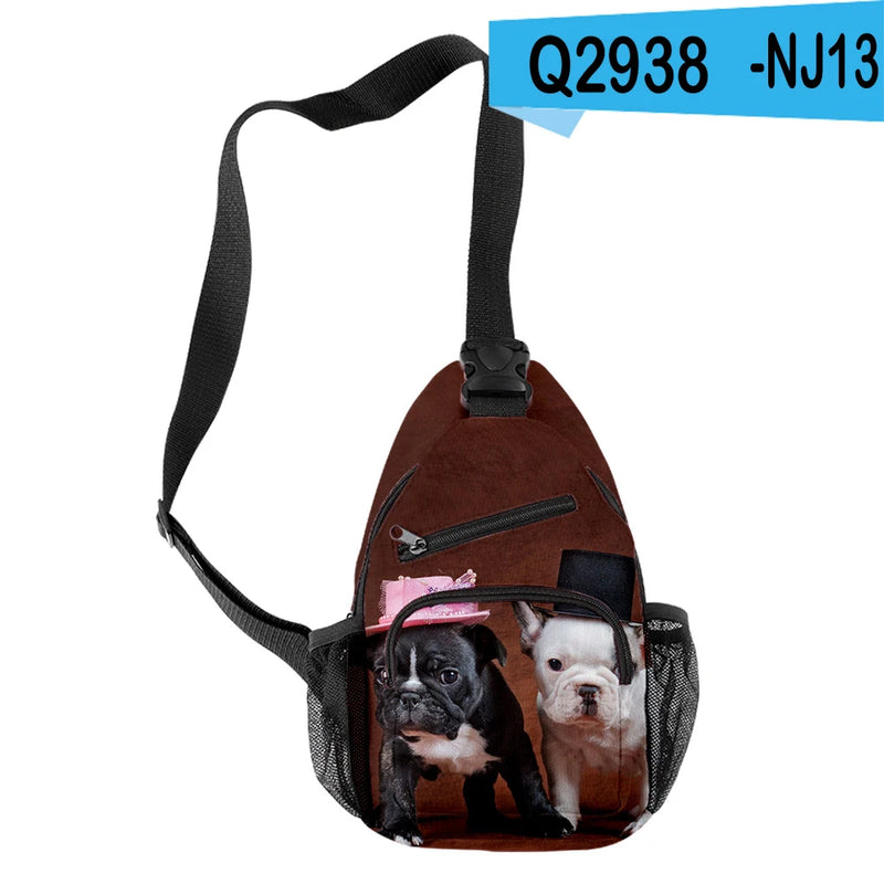 French Bulldog Crossbody Chest Bags Waterproof Boys/Girls Sports Travel