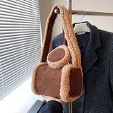 Plush Shoulder Bag Women Underarm Bag Textured Messenger Bag