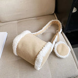 Plush Shoulder Bag Women Underarm Bag Textured Messenger Bag