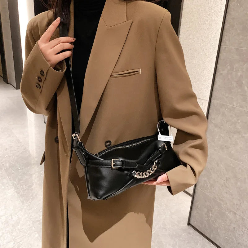 Women Shoulder Bags Western Style PU Leather Underarm Bag