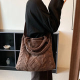 Women's Woolen Shoulder Bag Western Style Large Capacity Messenger Bag