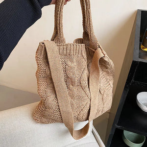 Women's Woolen Shoulder Bag Western Style Large Capacity Messenger Bag