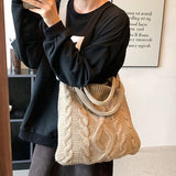 Women's Woolen Shoulder Bag Western Style Large Capacity Messenger Bag