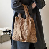 Women's Woolen Shoulder Bag Western Style Large Capacity Messenger Bag