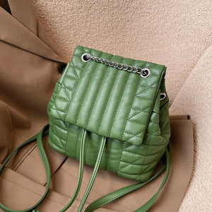 Women's Chain Embroidered Green Backpack Purse