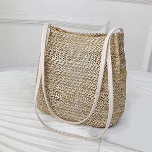 Large Basket Handbag Straw Woven Bag 100% Natural Shoulder Bags Casual Tote
