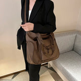 Women's Large Nylon Shoulder Bag with Multiple Pockets