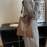 Large Capacity Handbags Retro Leisure Shoulder Bag PU Leather Tote Bag