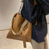 Large Capacity Handbags Retro Leisure Shoulder Bag PU Leather Tote Bag