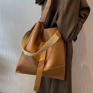 Large Capacity Handbags Retro Leisure Shoulder Bag PU Leather Tote Bag