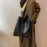 Large Capacity Handbags Retro Leisure Shoulder Bag PU Leather Tote Bag