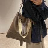 Large Capacity Handbags Retro Leisure Shoulder Bag PU Leather Tote Bag
