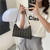 Plaid Underarm Bag PU Leather Shoulder Bags for Women