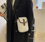 Plush Mobile Phone Bag Female Plush Messenger Bag Zero Wallet Small Square Bag