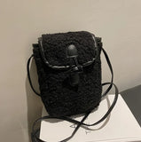 Plush Mobile Phone Bag Female Plush Messenger Bag Zero Wallet Small Square Bag