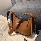 Retro Messenger Bag Lady Underarm Bag Wide Strap Solid Color Shoulder Bag