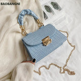 Casual PU Leather Sling Handbag Chain Shoulder Crossbody Bag