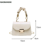 Casual PU Leather Sling Handbag Chain Shoulder Crossbody Bag