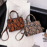 Retro Animal Print Womens Messenger Bag PU Shoulder Bag Shopping Purse