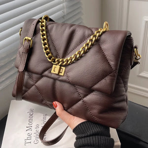 Diamond Crossbody Bag Chain Big Bag Soft Leather