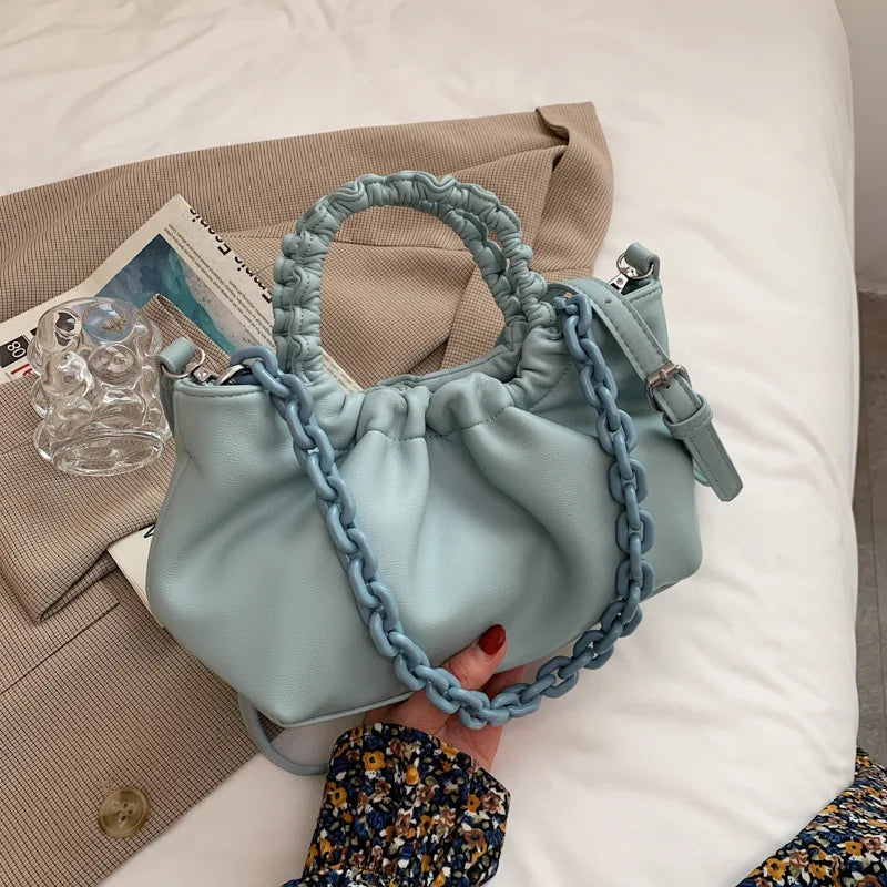 Fold Portable Small Bag Thick Chain Shoulder Bag