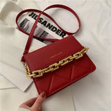Embroidered Rhombus Chain Women's Shoulder Bag