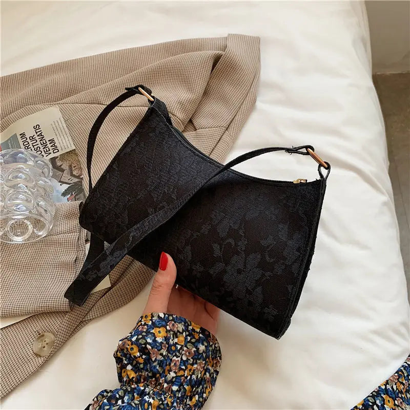 Women Shoulder Bag Lace Jacquard Underarm Retro Casual Stylish