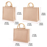 Burlap Jute Shopping Bag Bamboo Loop Handles Tote Grocery Bags