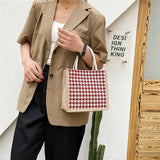 Portable Canvas Lunch Fruit Zipper Bag Tote Lattice Waterproof