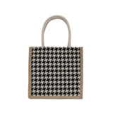 Portable Canvas Lunch Fruit Zipper Bag Tote Lattice Waterproof