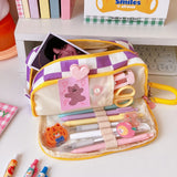 Portable Cartoon Bear Pencil Case with Pen Insert Animal Pencil Bag