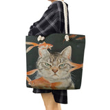 Cute Cartoon Cat Print Tote Bag for Women