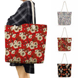 Floral Print Handbags For Women Red Shoulder Bags High Capacity Travel Beach Bag