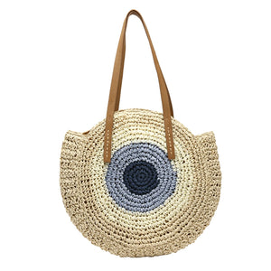 Women's Round Straw Rattan Shoulder Bag