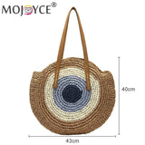 Women's Round Straw Rattan Shoulder Bag