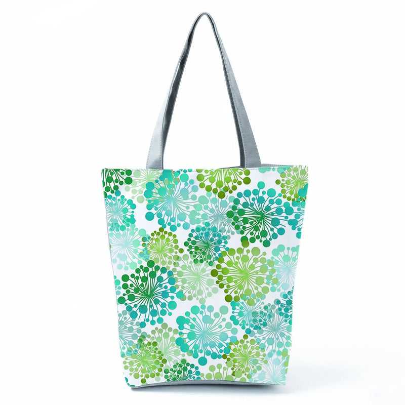 Colorful Flower Print Handbags Customizable High Capacity Women Tote Bag