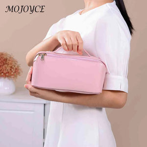 Portable Cosmetic Bag Pu Leather Pencil Cases Large Capacity Travel Organizer