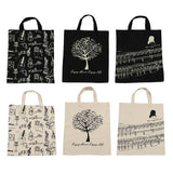 Cotton Linen Music Note Tote Shopping Bag Keyboard Pattern Handbag Music Bag