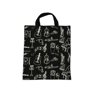 Cotton Linen Music Note Tote Shopping Bag Keyboard Pattern Handbag Music Bag
