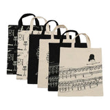 Cotton Linen Music Note Tote Shopping Bag Keyboard Pattern Handbag Music Bag