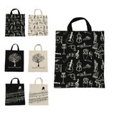 Cotton Linen Music Note Tote Shopping Bag Keyboard Pattern Handbag Music Bag