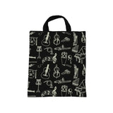 Cotton Linen Music Note Tote Shopping Bag Keyboard Pattern Handbag Music Bag