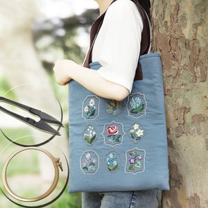 DIY Embroidery Kit Flower Shoulder Bag Cross Stitch Beginner Sewing Art Craft